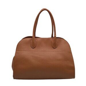 Miztique Brown Pebbled Leather EW Margaux Saddle Tote Bag